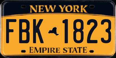 NY license plate FBK1823