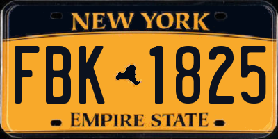 NY license plate FBK1825