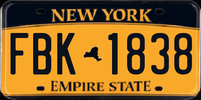 NY license plate FBK1838