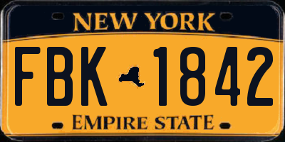 NY license plate FBK1842
