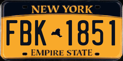 NY license plate FBK1851