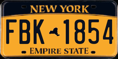 NY license plate FBK1854