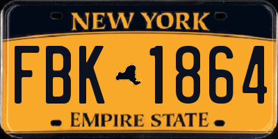 NY license plate FBK1864