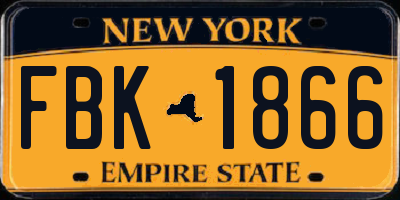 NY license plate FBK1866