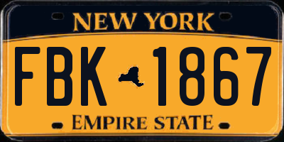 NY license plate FBK1867