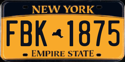NY license plate FBK1875