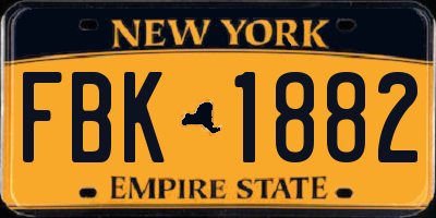 NY license plate FBK1882