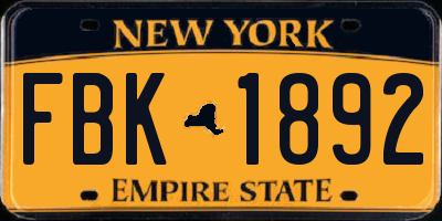 NY license plate FBK1892