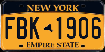 NY license plate FBK1906