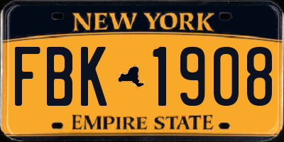 NY license plate FBK1908