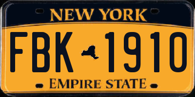 NY license plate FBK1910