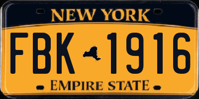 NY license plate FBK1916