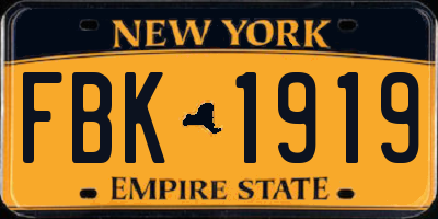 NY license plate FBK1919