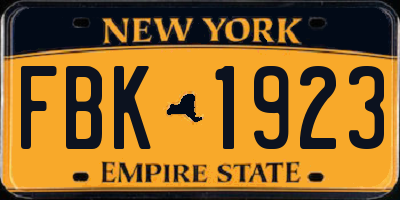 NY license plate FBK1923