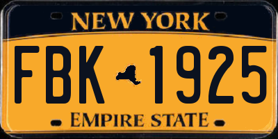 NY license plate FBK1925