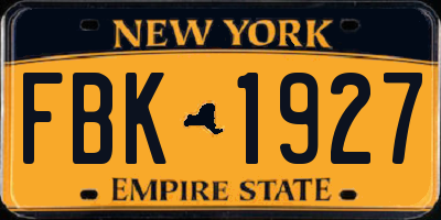 NY license plate FBK1927