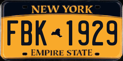 NY license plate FBK1929