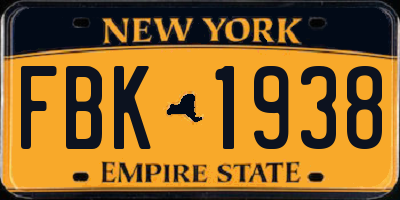 NY license plate FBK1938