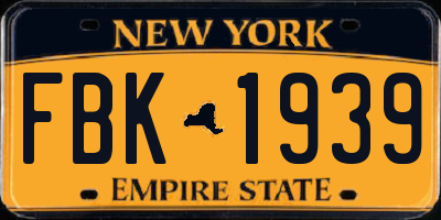 NY license plate FBK1939