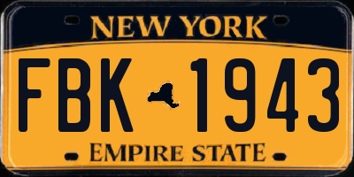 NY license plate FBK1943
