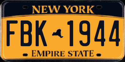 NY license plate FBK1944