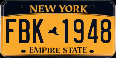 NY license plate FBK1948
