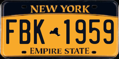 NY license plate FBK1959