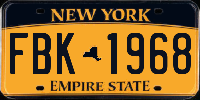 NY license plate FBK1968