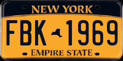 NY license plate FBK1969