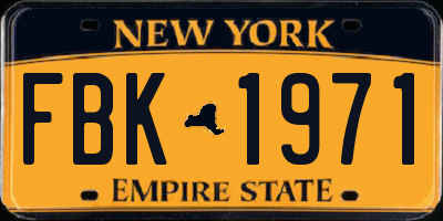 NY license plate FBK1971