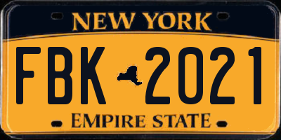 NY license plate FBK2021