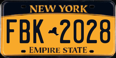 NY license plate FBK2028