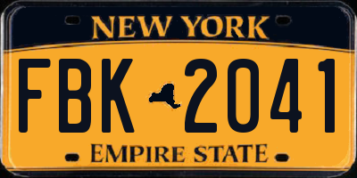 NY license plate FBK2041