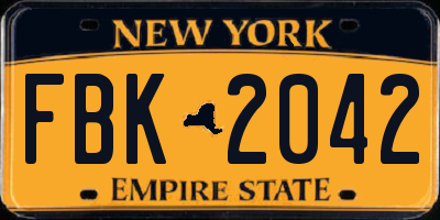 NY license plate FBK2042