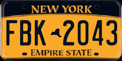 NY license plate FBK2043