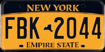 NY license plate FBK2044