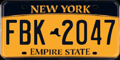 NY license plate FBK2047