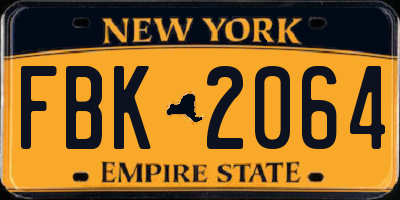 NY license plate FBK2064