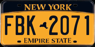 NY license plate FBK2071