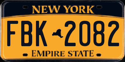 NY license plate FBK2082