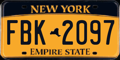 NY license plate FBK2097