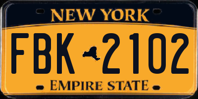 NY license plate FBK2102