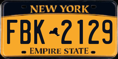 NY license plate FBK2129