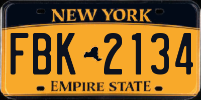 NY license plate FBK2134