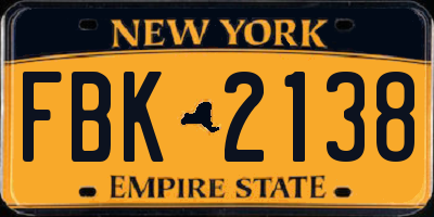 NY license plate FBK2138