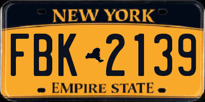 NY license plate FBK2139