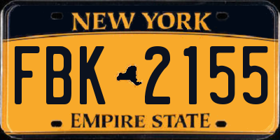 NY license plate FBK2155