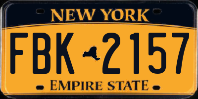 NY license plate FBK2157
