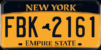 NY license plate FBK2161