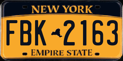 NY license plate FBK2163
